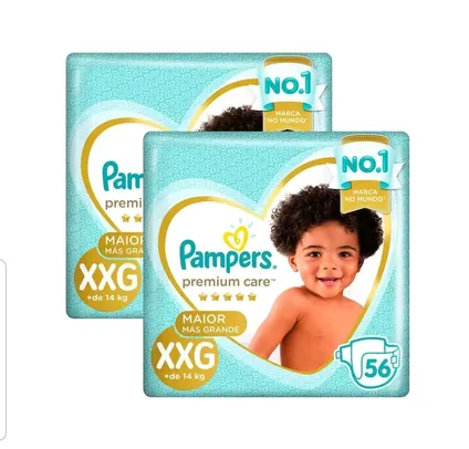 Pampers Premium Care XXG - Kit 2 pacotes de 56 unidades | R$ 152