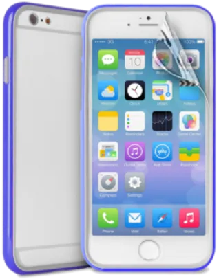 Bumper Flexível Para iPhone 6 Plus Com Película Protetora Azul - Puro  por R$ 2
