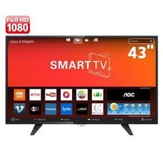 Smart TV LED 43" Full HD AOC LE43S5970 com Wi-Fi, Conversor Digital Integrado, App Gallery, Botão Netflix, Entradas HDMI e USB