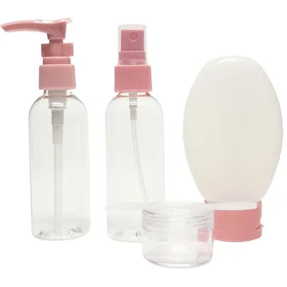 Kit Viagem Frascos Transparente com 5 Peças Organiza a Mala Bolsa para Xampu Cremes Perfumes