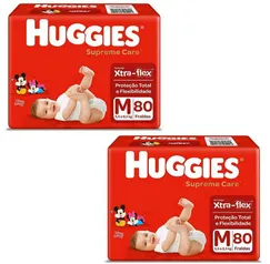 2 Pacotes de Fralda Huggies Supreme Care M 80 Unidades | R$ 80