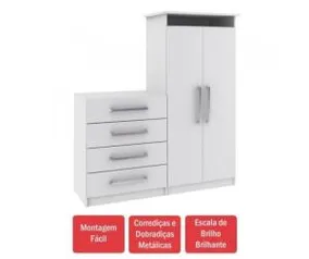 Cômoda 2 Portas 4 Gavetas 1d024 Branco - Rodial - R$290