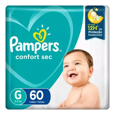 (REGIONAL) Fralda Pampers Confort Sec G 60 unidades (R$ 0,91 por tira)