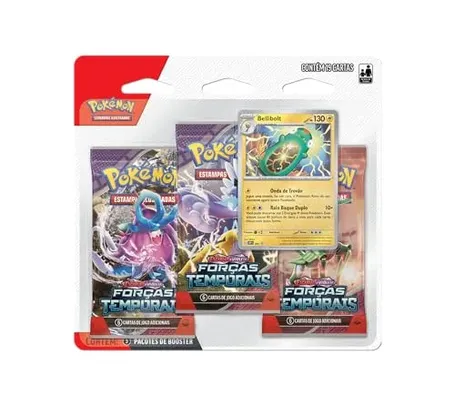 [2 und.] Triple Pack Pokémon Tcg Bellibolt Escarlate E Violeta 5 Forcas Temporais, Cor: Estampado - Copag