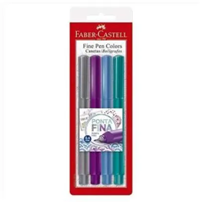 [Prime] Caneta Fine Pen Colors Faber Castell - com 4 Cores - 0.4mm | R$ 20