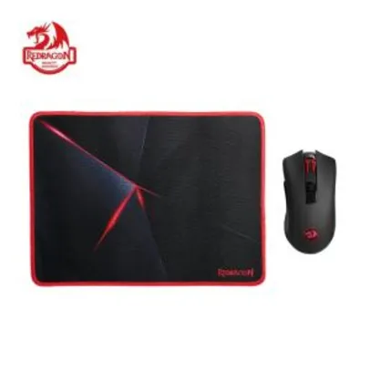 Mouse Pad Gamer + Mouse Sem Fio Gamer Red Dragon R$59