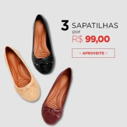 3 sapatilhas por R$99,00