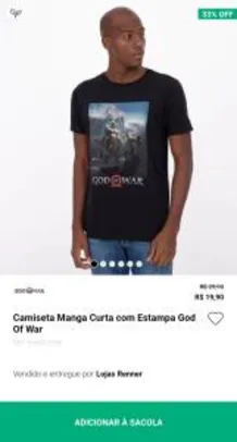Camiseta Manga Curta com Estampa God Of War Preto | R$ 18