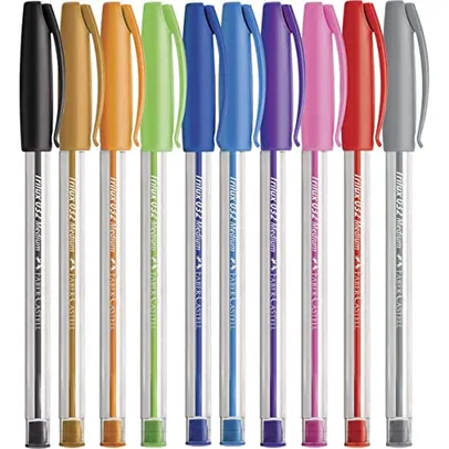 [R$ 16 +por-] Caneta Esferográfica Colorida, Faber-Castell, Trilux Colors, SM/032ESC10, 10 Cores