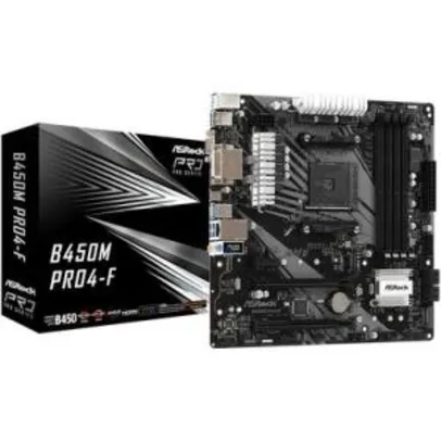 Placa-mãe Asrock B450M Pro4-F, AMD AM4, mATX, DDR4 | R$665