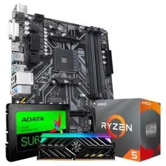 Kit Upgrade TITO: Placa-Mãe Gigabyte B450M + Memória XPG D41 TUF, 8GB, 3000MHz + Processador AMD Ryzen 5 3600 + SSD | R$2.470