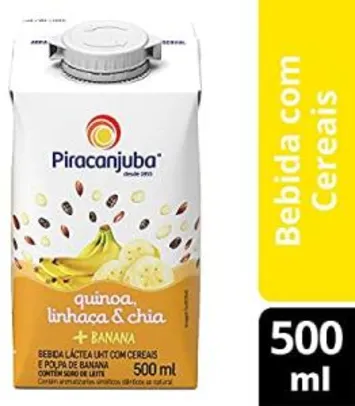 [PRIME] Bebida Láctea Quinoa Linhaça E Chia Sabor Banana Piracanjuba 500Ml | R$3,09