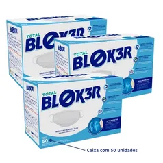 3 cxs Máscara Descartável Tripla Camada Com Clip Nasal 50 Unids - BLOK3R