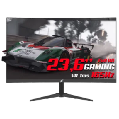 Monitor Gamer SuperFrame Precision Ultra, 23,6 Pol CURVO, Full HD, FreeSync/G-Sync, 1ms, 165Hz, HDMI/DP, SFP2412 FHD