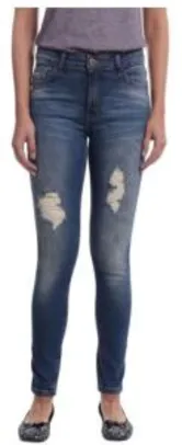 Calça Jeans Skinny Azul Escuro Com Detalhes Puido  36, 40, 42 e 44 - R$ 14