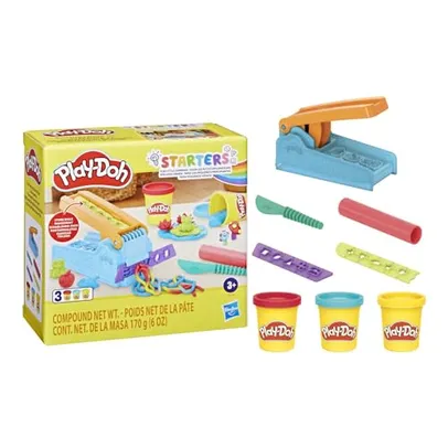 Play-Doh Massa de Modelar - Starters Kit inicial Fábrica Divertida - kit com 3 potes de massinha de modelar e acessórios,