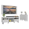 Imagem do produto Conjunto Sala De Estar Rack + Painel Tv 65" e Aparador Retrô Sofia Multimóveis Branco/Preto