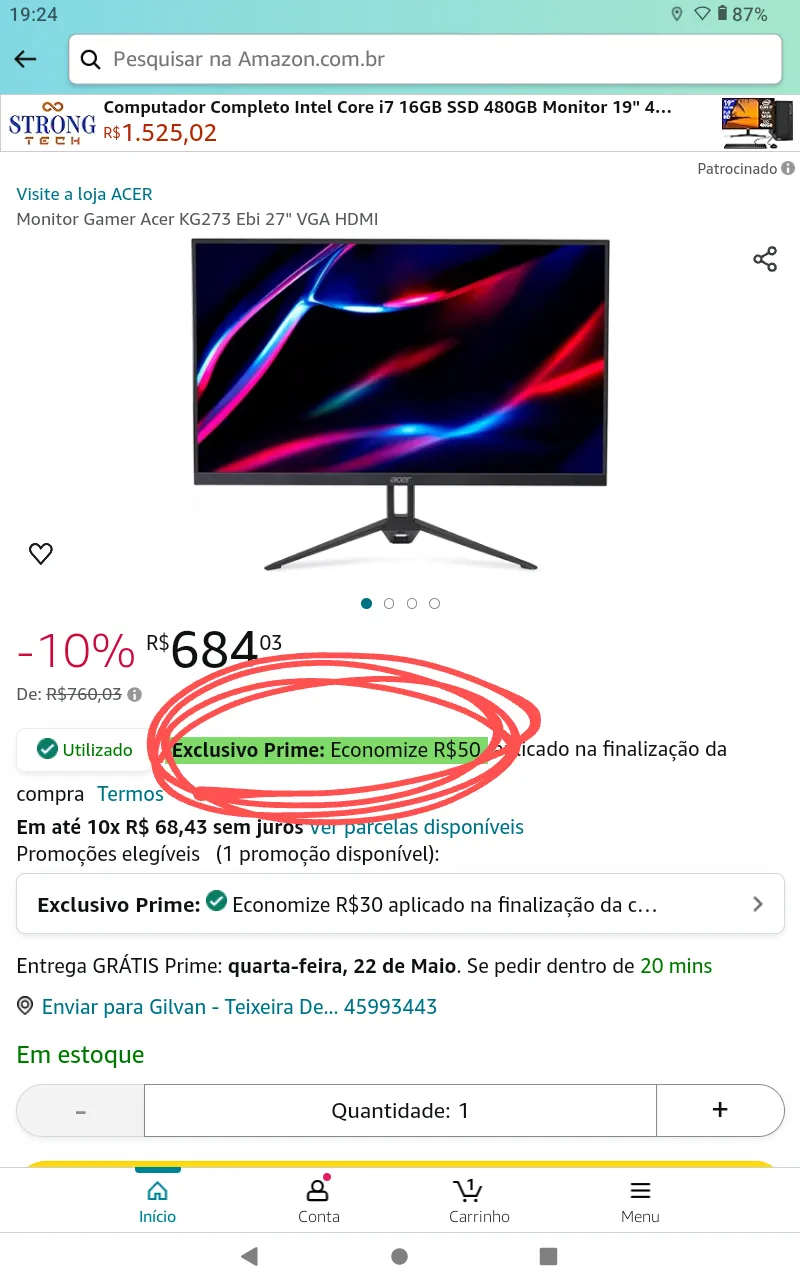 Imagem na descrição da promoção