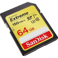 Cartão SD SanDisk 64GB Extreme SDXC UHS-I 4K UHD