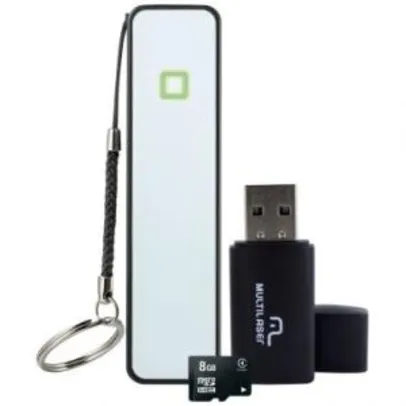 Kit Power Bank + cartão de memoria + adaptador USB para cartão - R$27,90