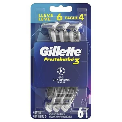 Kit Aparelho de Barbear Gillette Prestobarba Champions League 6 Un. | R$16
