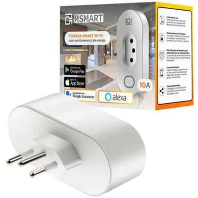 Tomada Inteligente Smart Plug Wi-Fi RSmart 10A Ligue ou Desligue seus Eletrodomésticos Através do Celular Compatível com Alexa