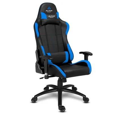 Cadeira Gamer Alpha Gamer Vega, Preto e Azul, Reclinável, com Almofadas, Cilindro de Gás Classe 4