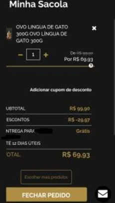 OVO LINGUA DE GATO 300G | R$70