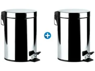 2 Peças Lixeira Inox com Pedal e Tampa 5L - R$70