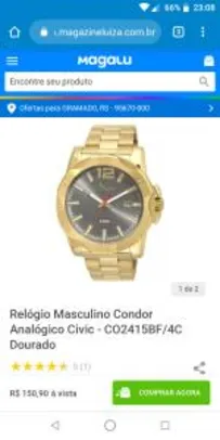 Relógio Masculino Condor Analógico Civic - CO2415BF/4C Dourado R$151
