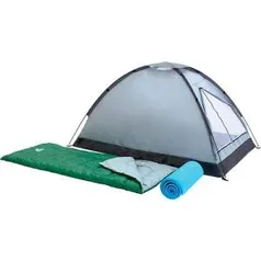 [Shoptime] Kit Camping Campak: Barraca de Camping 2 Pessoas + 2 Sacos de Dormir 180x75cm + 2 Colchonetes 190x50x6cm - Pavillo R$134,10