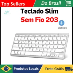 [DO BRASIL] (MOEDAS R$ 13,09) Teclado Bluetooth Slim Fit, Modelo Classe 203, Compatível com Computador