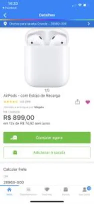 Saindo por R$ 899: AirPods no App Magalu | R$899 | Pelando