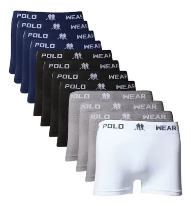 Kit Com 12 Cuecas Boxer Microfibra Polo Wear