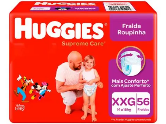 Fralda Huggies Supreme Care Roupinha Calça - Tam. XXG Mais de 14kg 56 Unidades | R$72