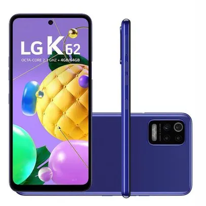 Smartphone LG K62 Azul, com Tela de 6,59", 4G, 64GB e Câmera Quádrupla