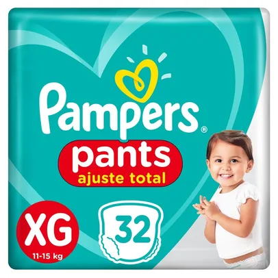 FRALDA PAMPERS PANTS AJUSTE TOTAL MEGA TAMANHO XG COM 32 UNIDADES