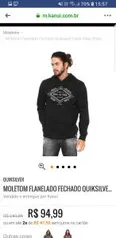 Moletom Flanelado Fechado Quiksilver Oside Vibes Preto - R$95