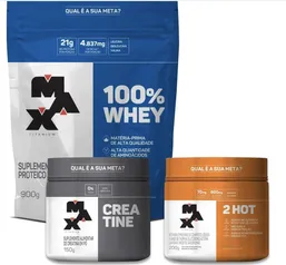 KIT Eduardo Correa - Max Titanium100% Whey Refil 900g Chocolate + 2Hot pote Tangerina + Creatina 150