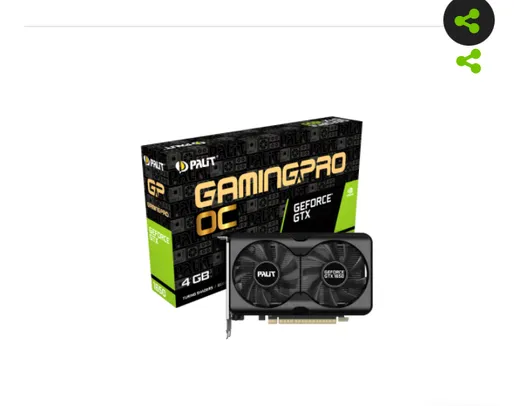 Placa de Vídeo Palit NVIDIA GeForce GTX 1650 GP OC, 4GB, GDDR6, 128bit, NE61650S1BG1-1175A