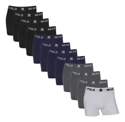 Kit 12 Cueca Boxer Polo Wear Microfibra Sem Costura Elastano