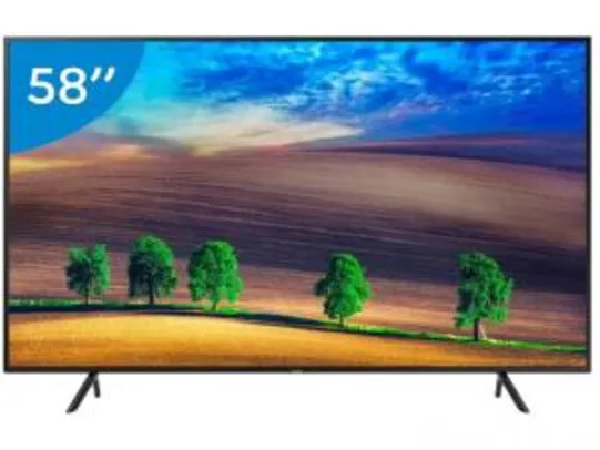 Smart TV 4K LED 58” Samsung UN58NU7100GXZD - Wi-Fi Conversor Digital 3 HDMI 2 USB por R$ 2699