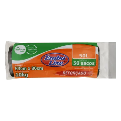 Saco para Lixo EMBALIXO Reforçado 50 Litros | R$4