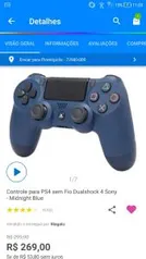 Controle PS4 Midnight Sem Fio | R$269