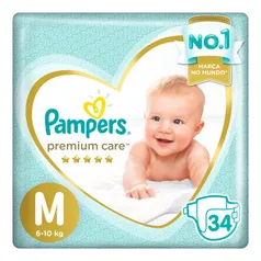 2 pacotes de Fraldas Pampers Premium Care M 34 Unidades cada