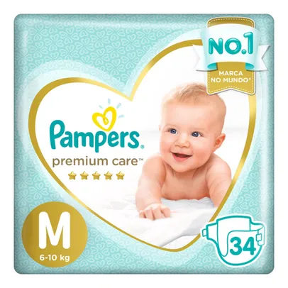 2 pacotes de Fraldas Pampers Premium Care M 34 Unidades cada