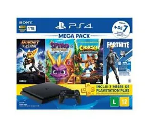 [R$ 1.359,99 Cartão americanas 24x + AME] Playstation 4 1Tb - Edição Family com 4 jogos + 3 Meses de PS Plus