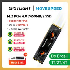 [DoBrasil/Gpay] SSD NVME 1Tb Movespees - Compativel com PS5  PCIe - 4.0x4 L: 7450MB/s E: 6500MB/s