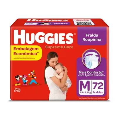 [ min 2un ] Fralda Huggies Supreme Care Hiper Roupinha Tamanho M Com 72 Unidades