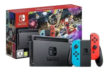 [Cartão MP]Nintendo Switch 32gb Mario Kart 8 Deluxe Cor  Vermelho-néon, Azul-néon E Preto